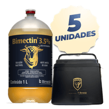 Kit: 5 Bimectin - Ivermectina 3,5% 1 Litro - Ganhe 1 Caixa Térmica