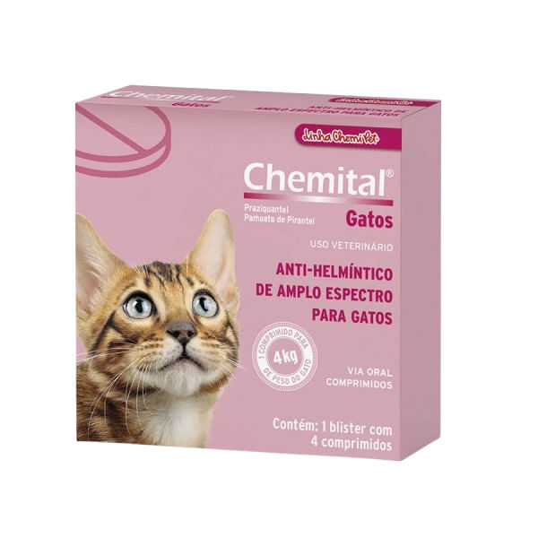 Vermifugo-Chemital-Gatos-Chemitec-Blister-4-Comprimidos
