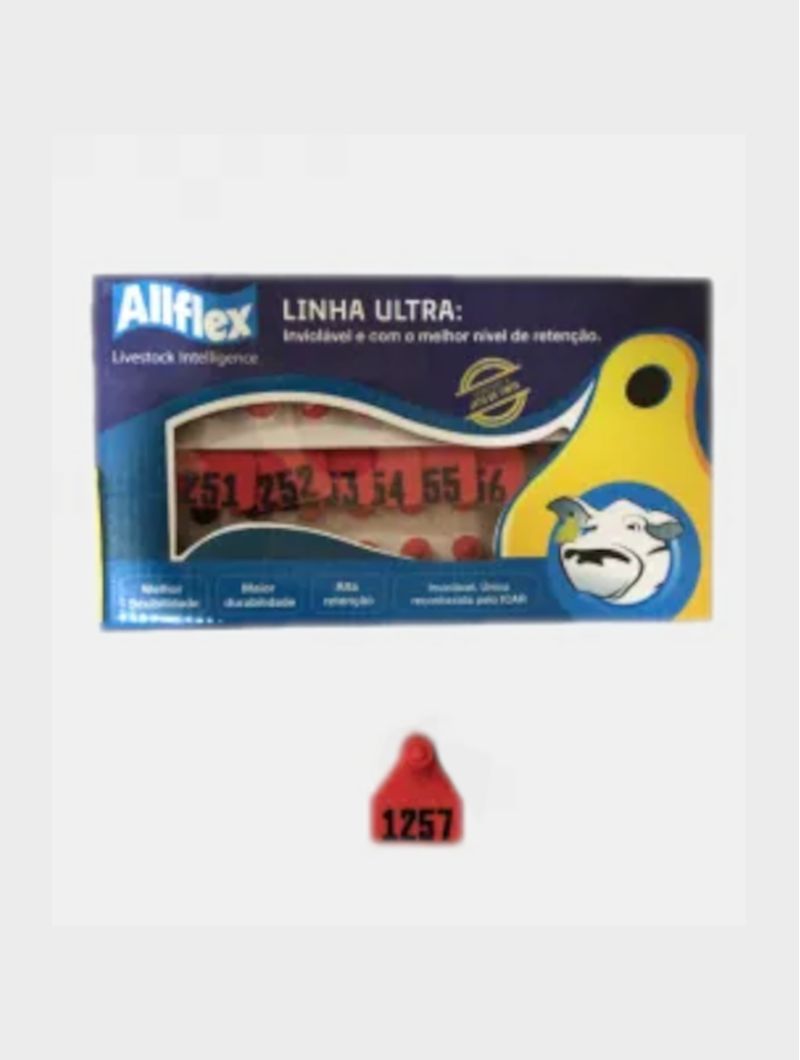 Brinco-Para-Animal-BHL-JUR-Vermelho--Numerado-Allflex-25-Conjuntos