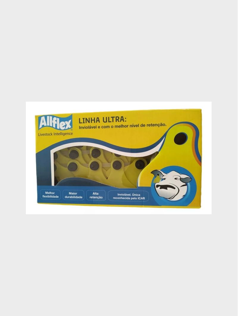 Brinco-Bovino-Liso-Amarelo-Grande-Sem-Clip-Allflex-25-Conjuntos