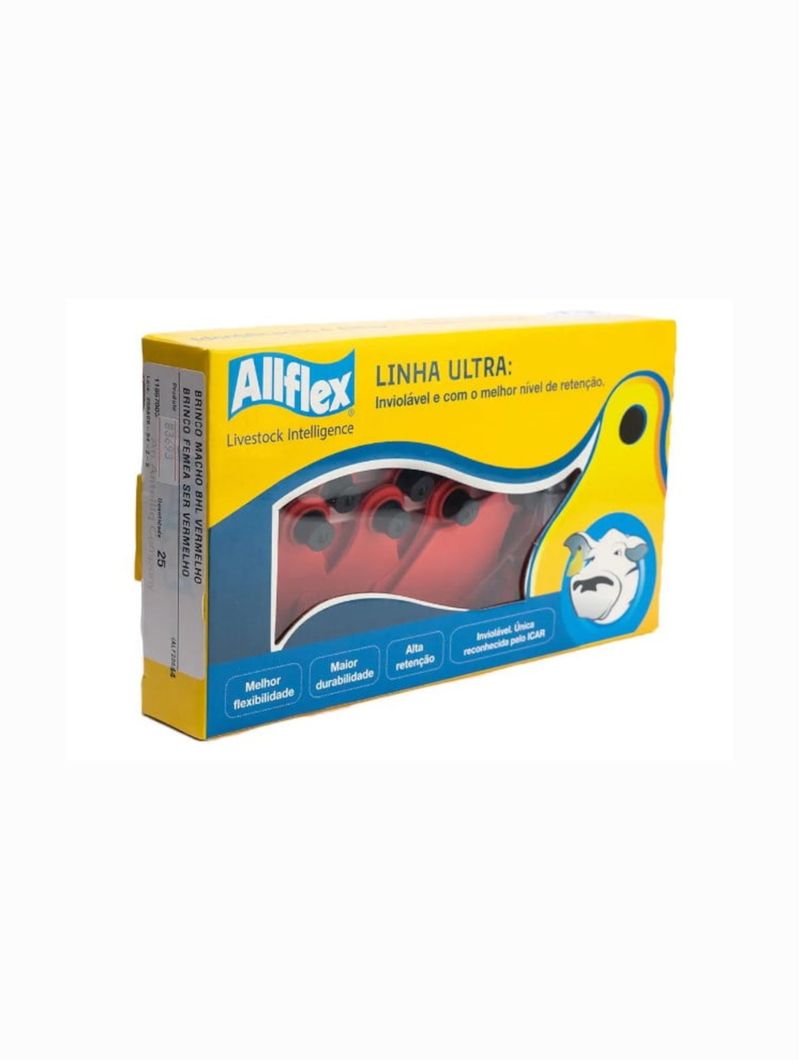 Brinco-Bovino-Liso-Vermelho-Medio-Allflex-25-Conjuntos