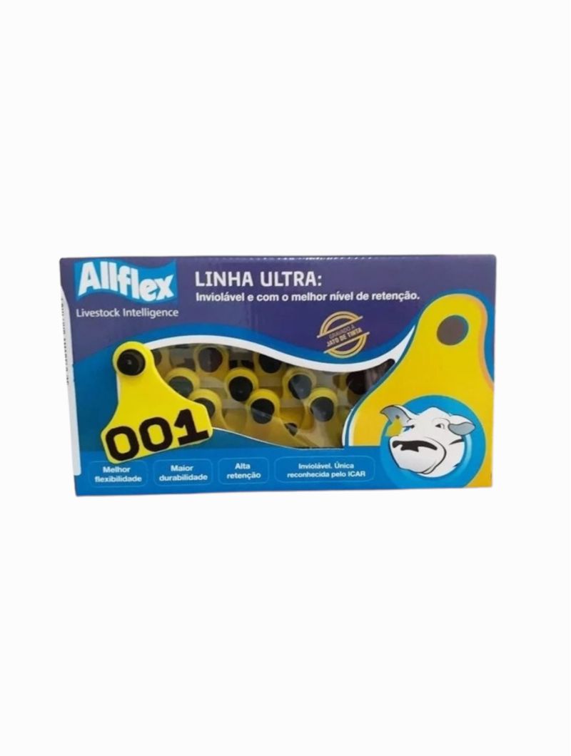 Brinco-Bovino-Amarelo-Numerado-Medio-Allflex-25-Conjuntos