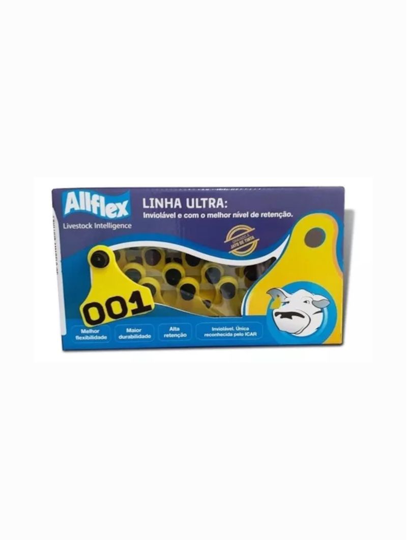 Brinco-Bovino-BHL-BQR-Amarelo-Numerado-Allflex-25-Conjuntos