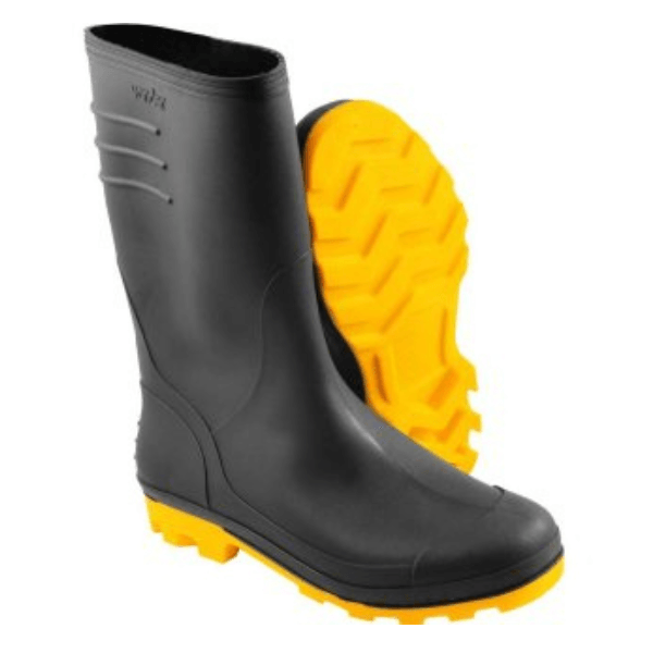 Bota de Pvc Preta com Solado Amarelo Cano Medio sem Forro Tamanho 43 Vonder.png