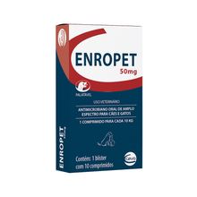 Antimicrobiano Enropet 50mg Ceva 10 Comprimidos