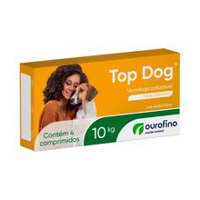 Vermífugo Top Dog Cães até 10kg Ourofino 4 Comprimidos